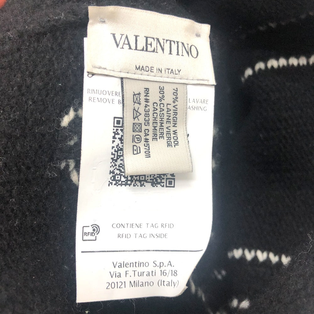 VALENTINO Knit hat wool black logo mens Used Authentic