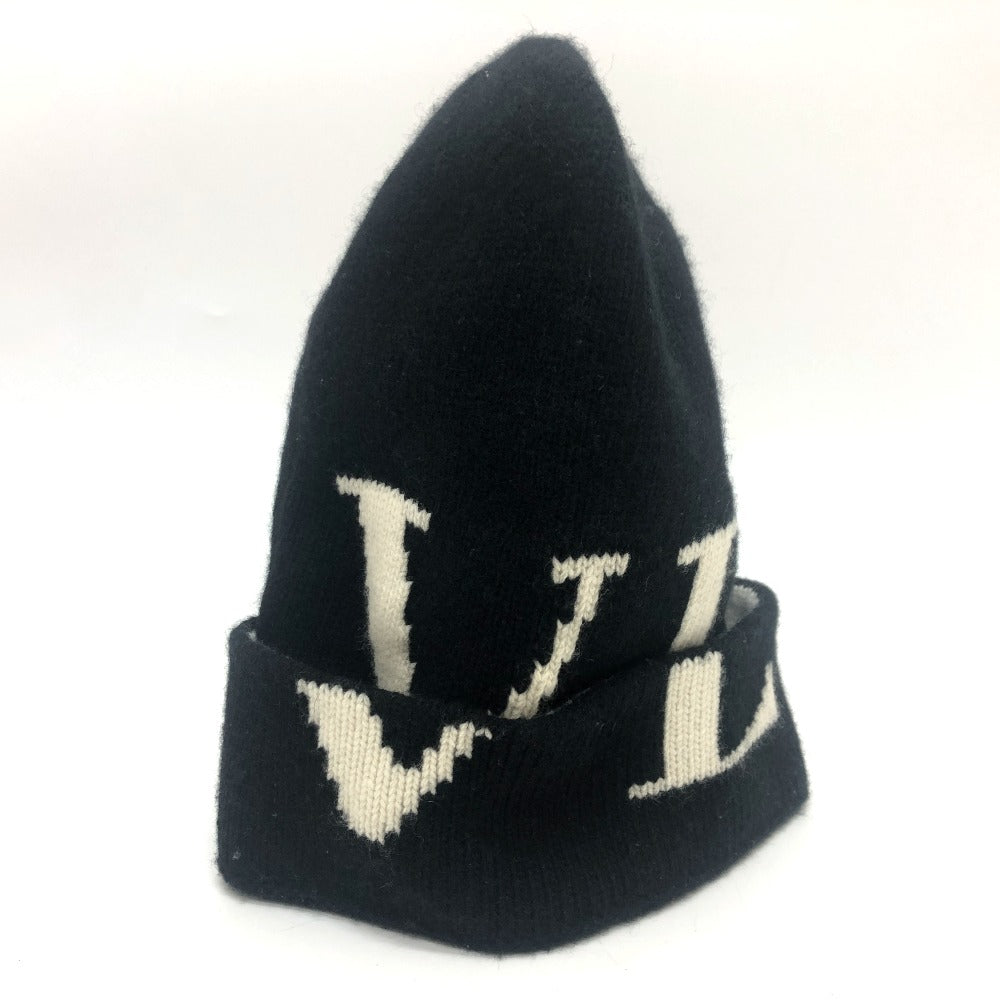 VALENTINO Knit hat wool black logo mens Used Authentic