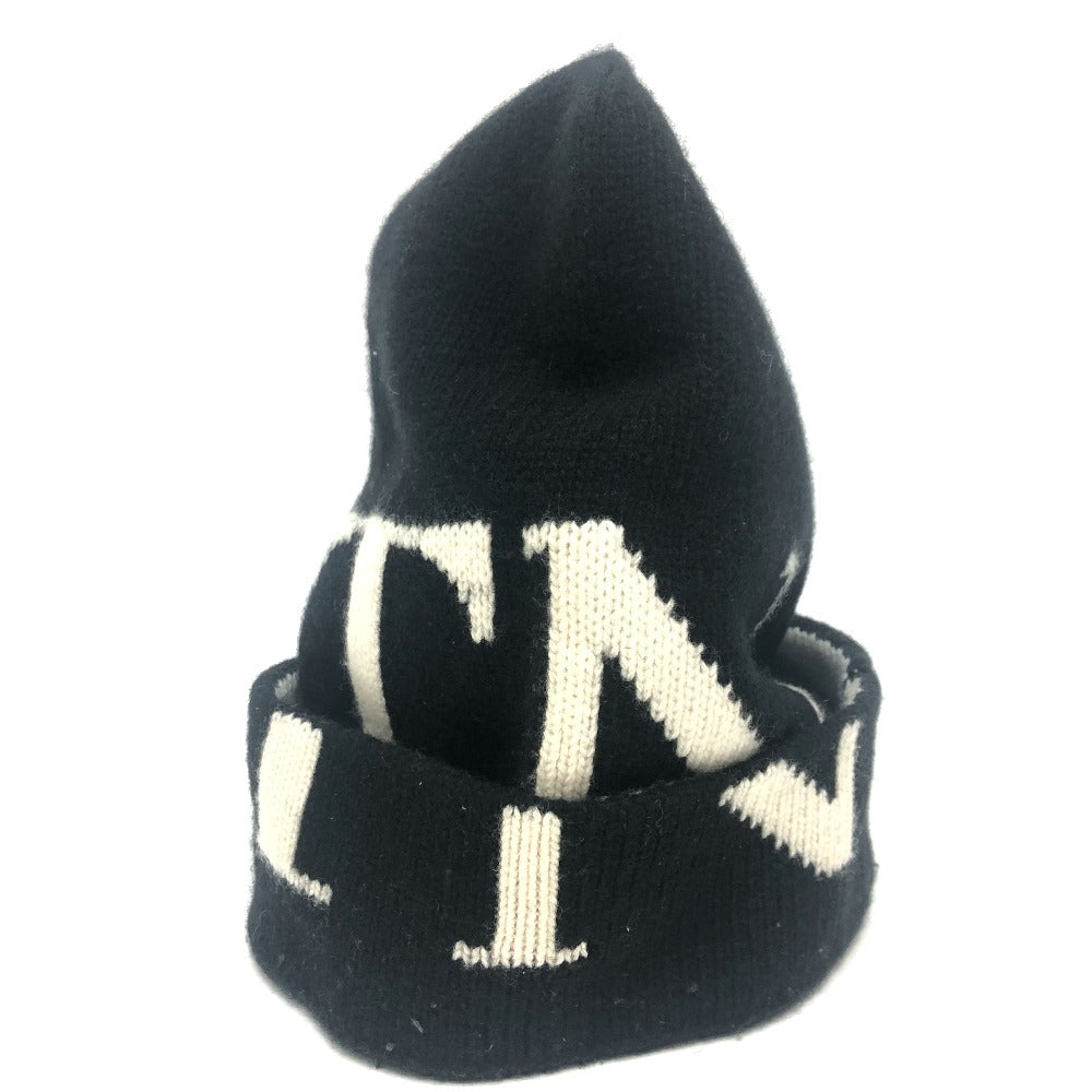 VALENTINO Knit hat wool black logo mens Used Authentic