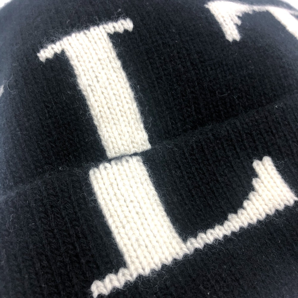 VALENTINO Knit hat wool black logo mens Used Authentic
