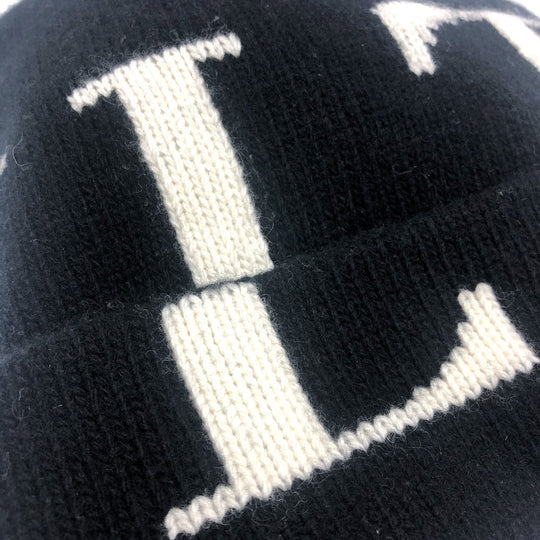 VALENTINO Knit hat wool black logo mens Used Authentic