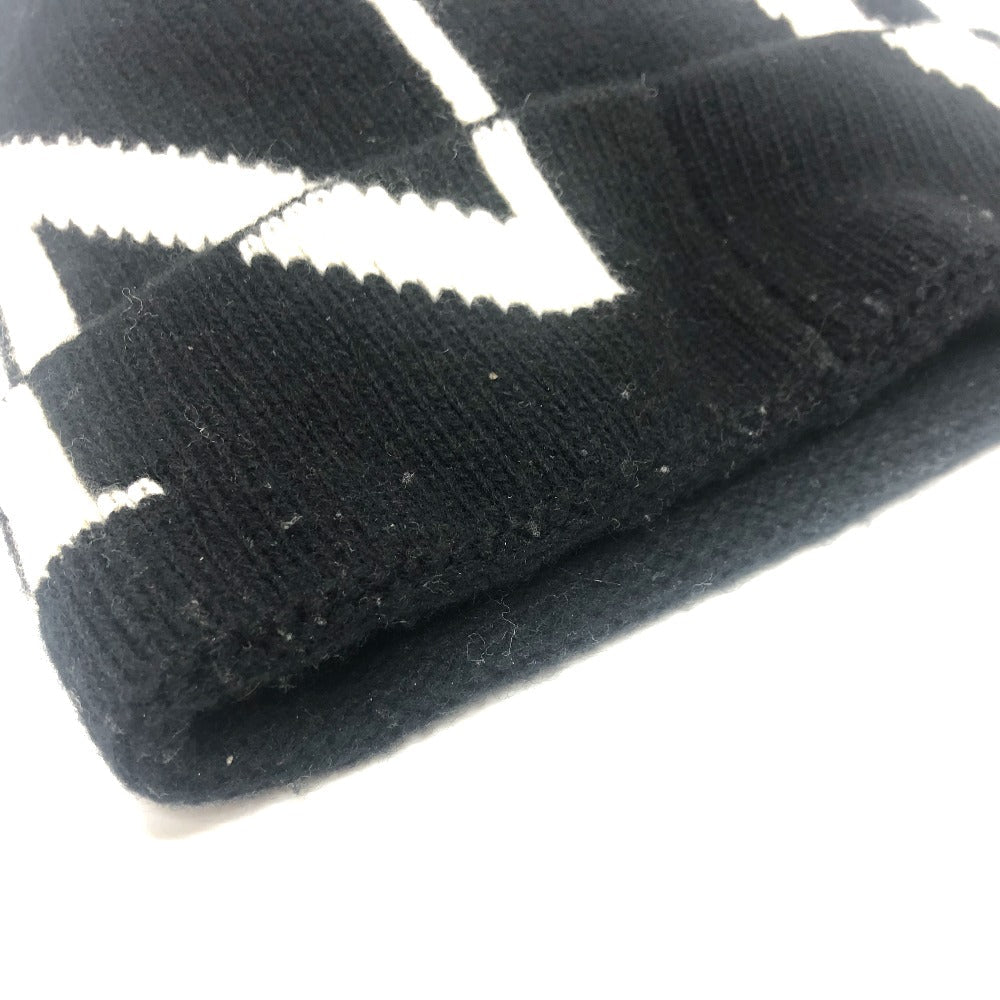 VALENTINO Knit hat wool black logo mens Used Authentic