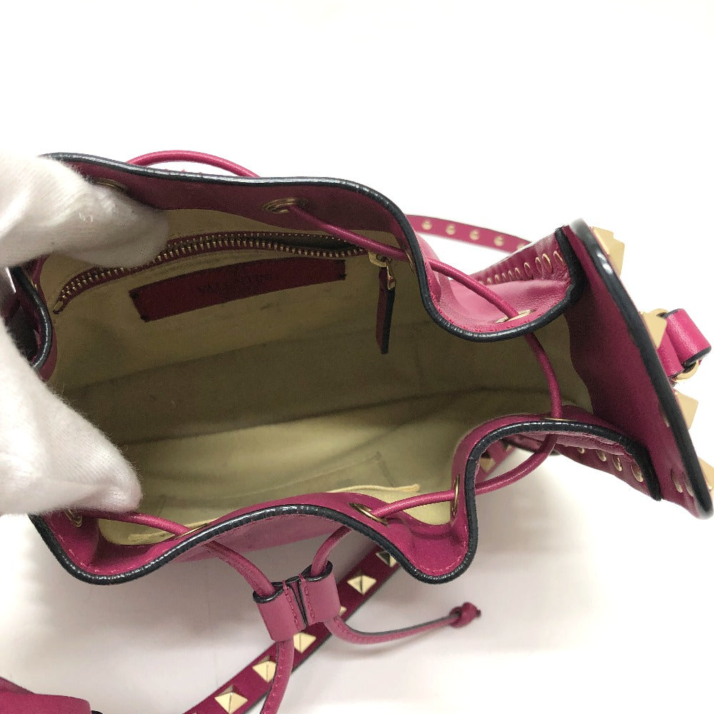 Valentino Shoulder Bag leather purple Rock studs Women Used Authentic