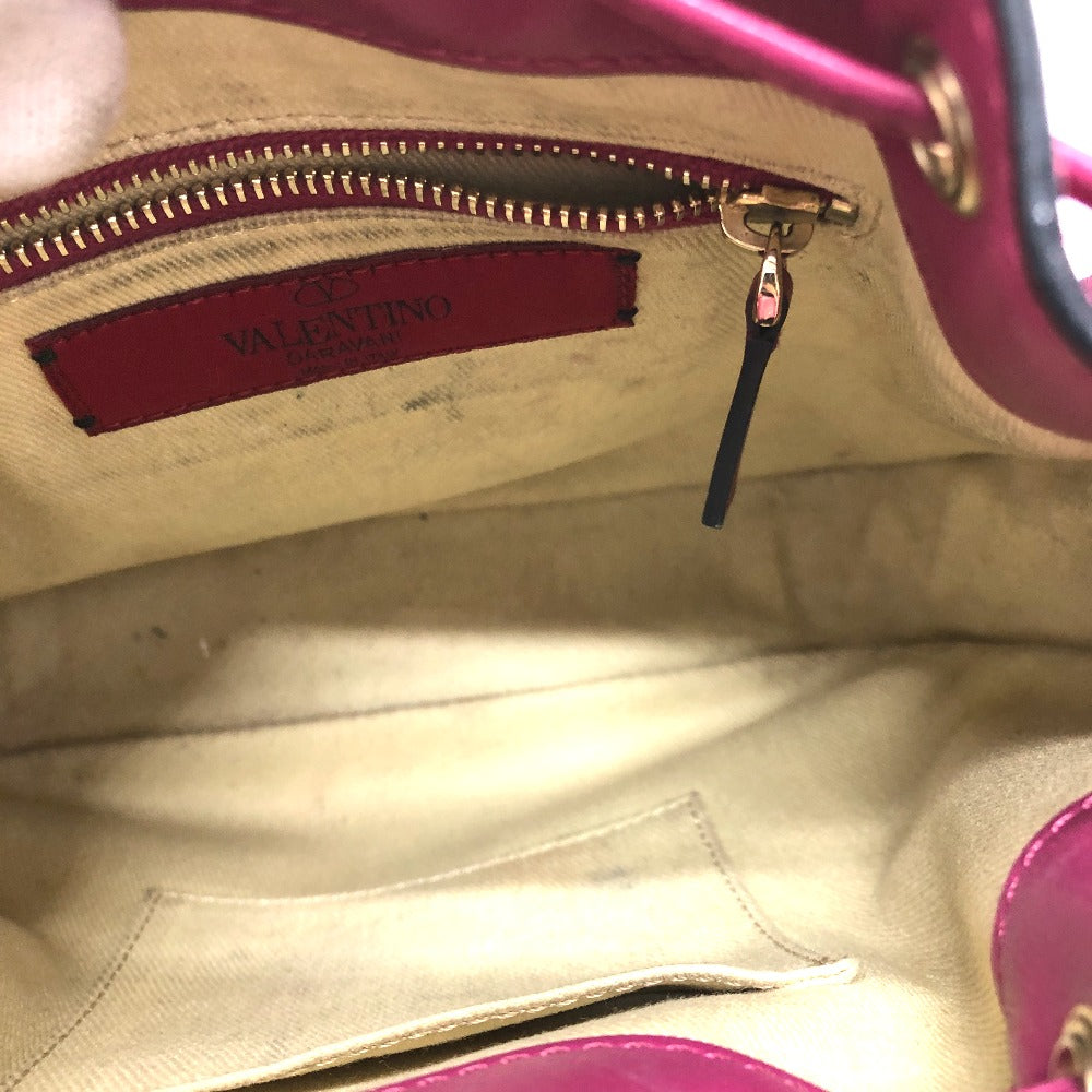 Valentino Shoulder Bag leather purple Rock studs Women Used Authentic