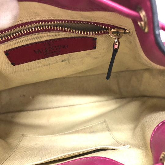 Valentino Shoulder Bag leather purple Rock studs Women Used Authentic