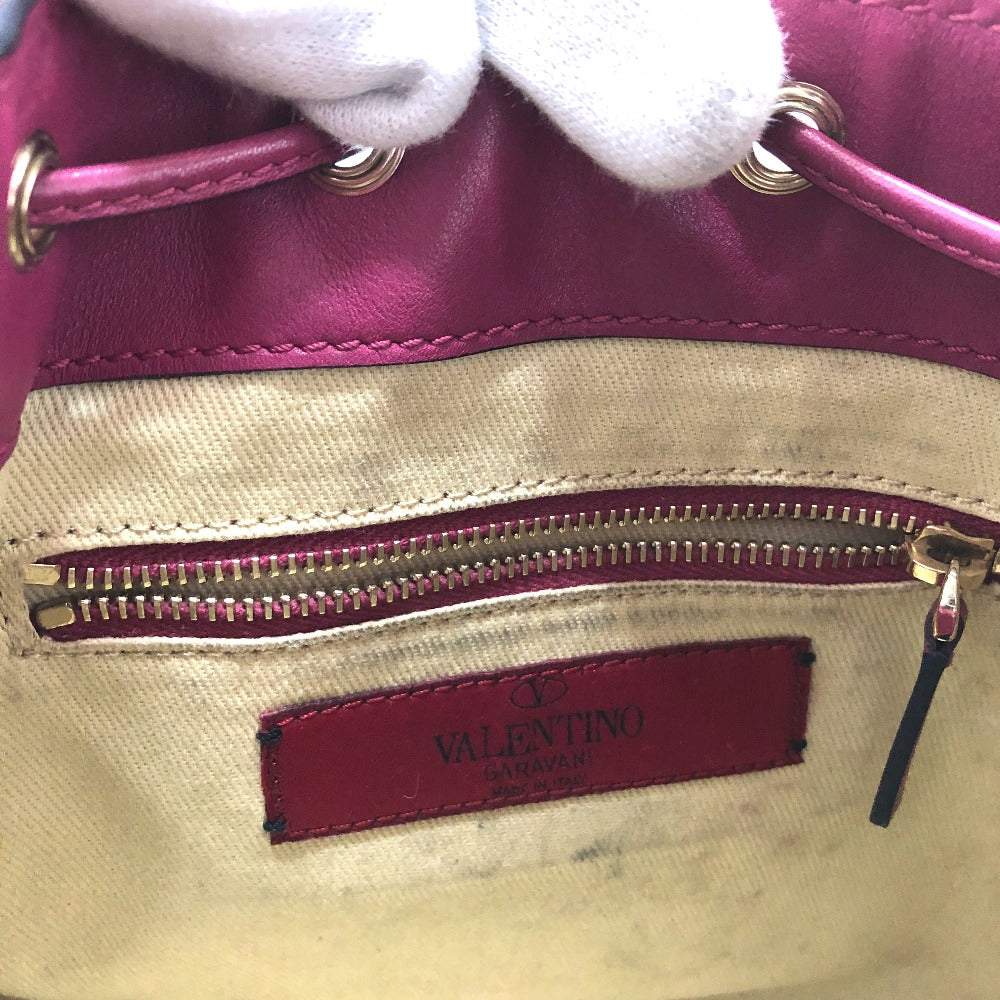 Valentino Shoulder Bag leather purple Rock studs Women Used Authentic