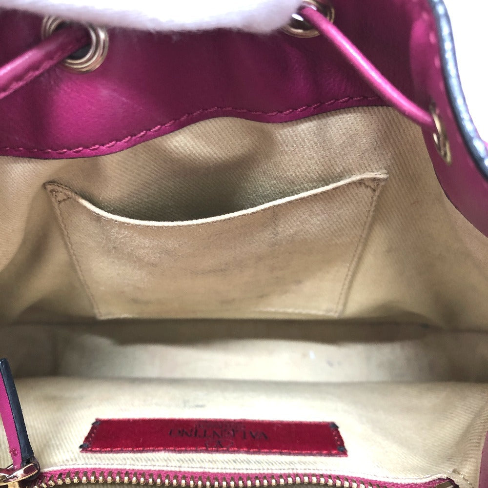 Valentino Shoulder Bag leather purple Rock studs Women Used Authentic