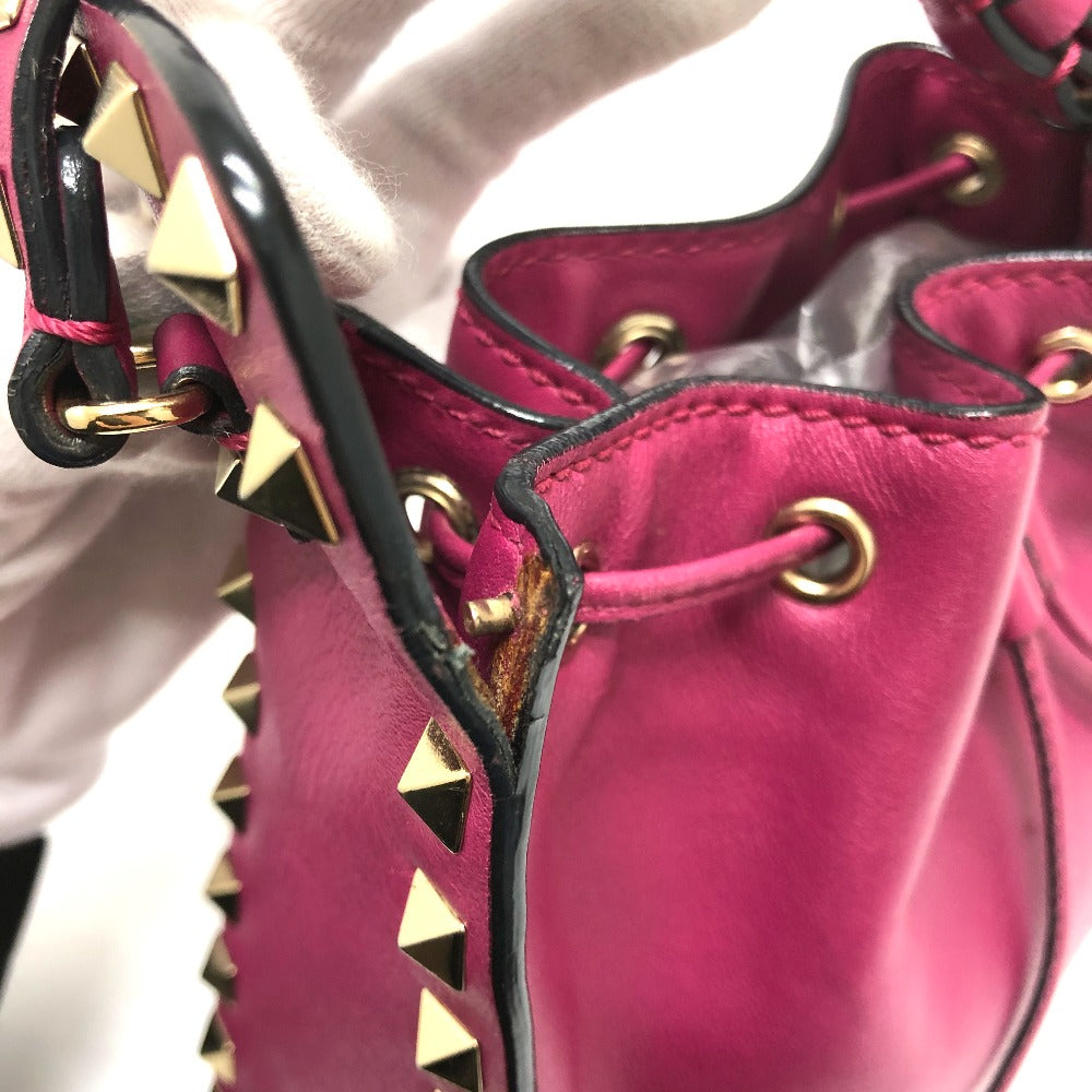 Valentino Shoulder Bag leather purple Rock studs Women Used Authentic