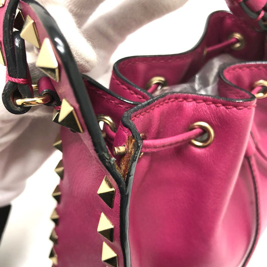 Valentino Shoulder Bag leather purple Rock studs Women Used Authentic