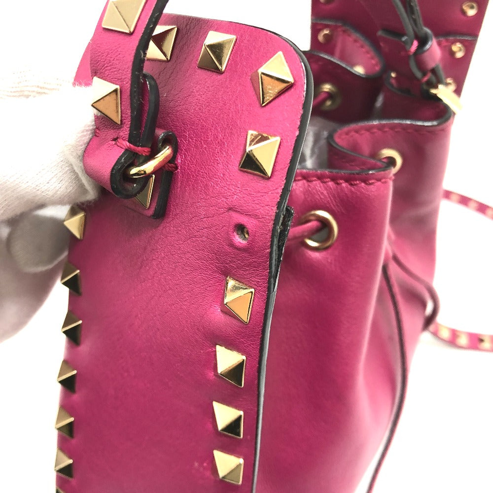 Valentino Shoulder Bag leather purple Rock studs Women Used Authentic