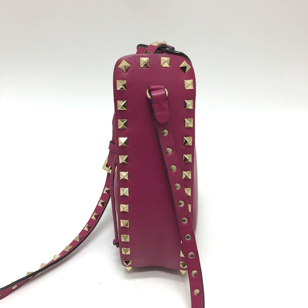 Valentino Shoulder Bag leather purple Rock studs Women Used Authentic