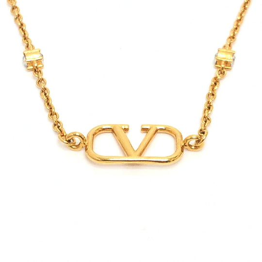 VALENTINO Necklace 4W2J0T54YCW Gold Plated gold V logo crystal