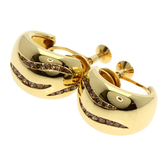 Damiani Earring 18K Yellow Gold gold Tiger Stripe Diamond Women Used Authentic