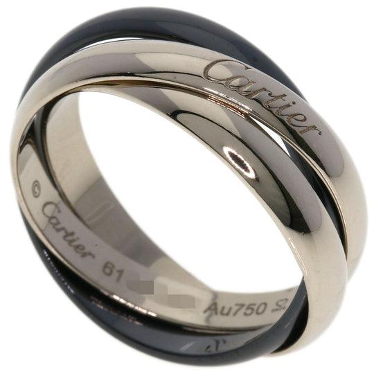 CARTIER Ring K18WG, Ceramic Silver Trinity #61 Women Used Authentic