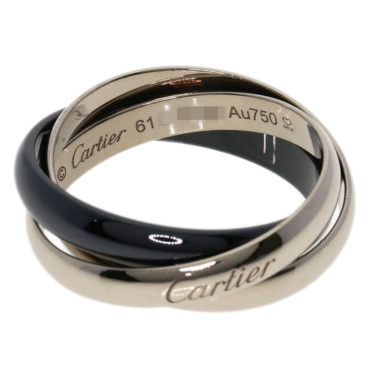CARTIER Ring K18WG, Ceramic Silver Trinity #61 Women Used Authentic