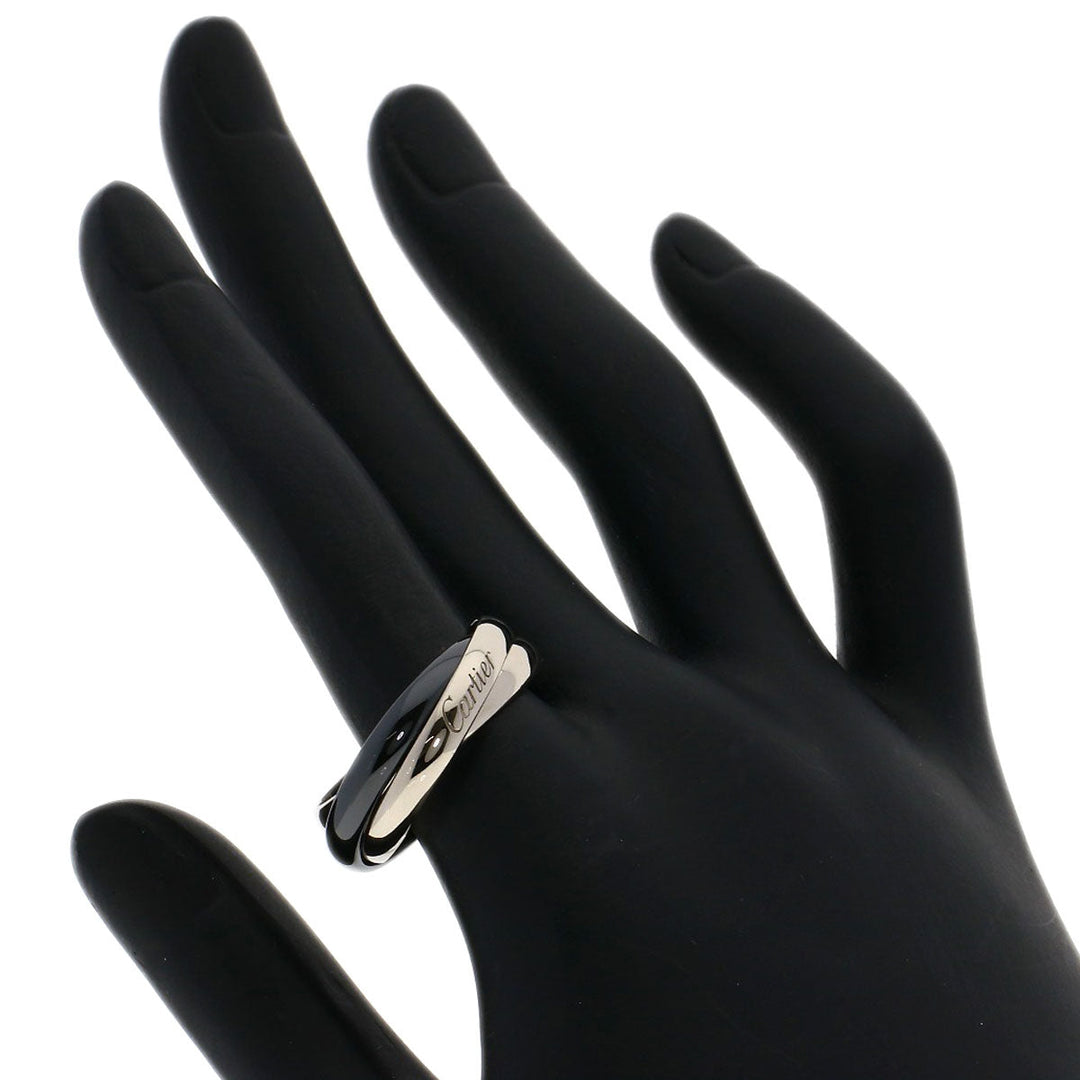 CARTIER Ring K18WG, Ceramic Silver Trinity #61 Women Used Authentic