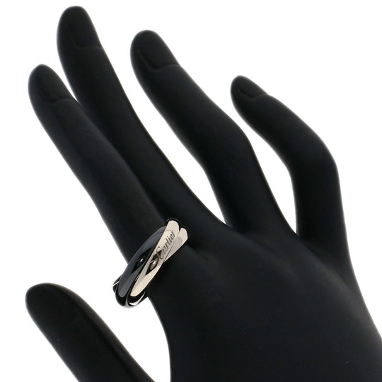 CARTIER Ring K18WG, Ceramic Silver Trinity #61 Women Used Authentic