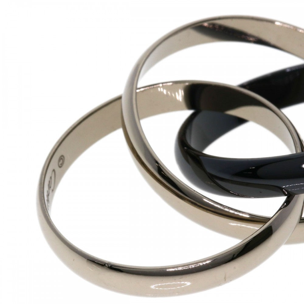 CARTIER Ring K18WG, Ceramic Silver Trinity #61 Women Used Authentic