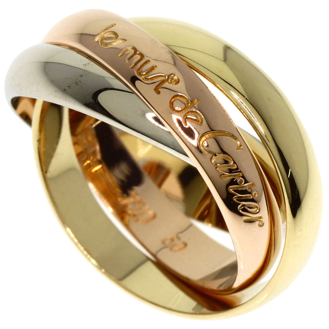 CARTIER Ring K18YG , K18WG , K18PG gold Trinity #50 Women Used Authentic
