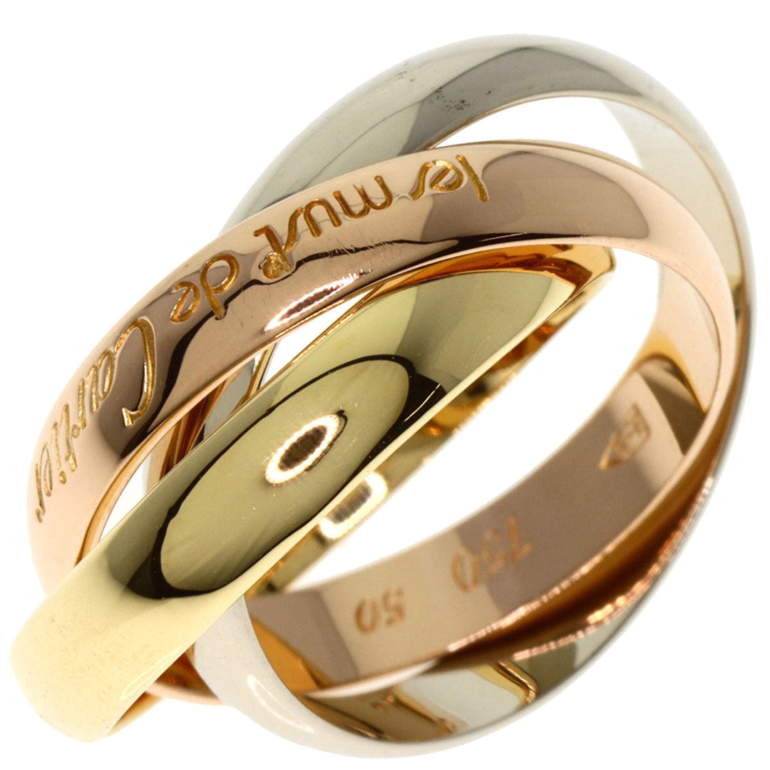 CARTIER Ring K18YG , K18WG , K18PG gold Trinity #50 Women Used Authentic
