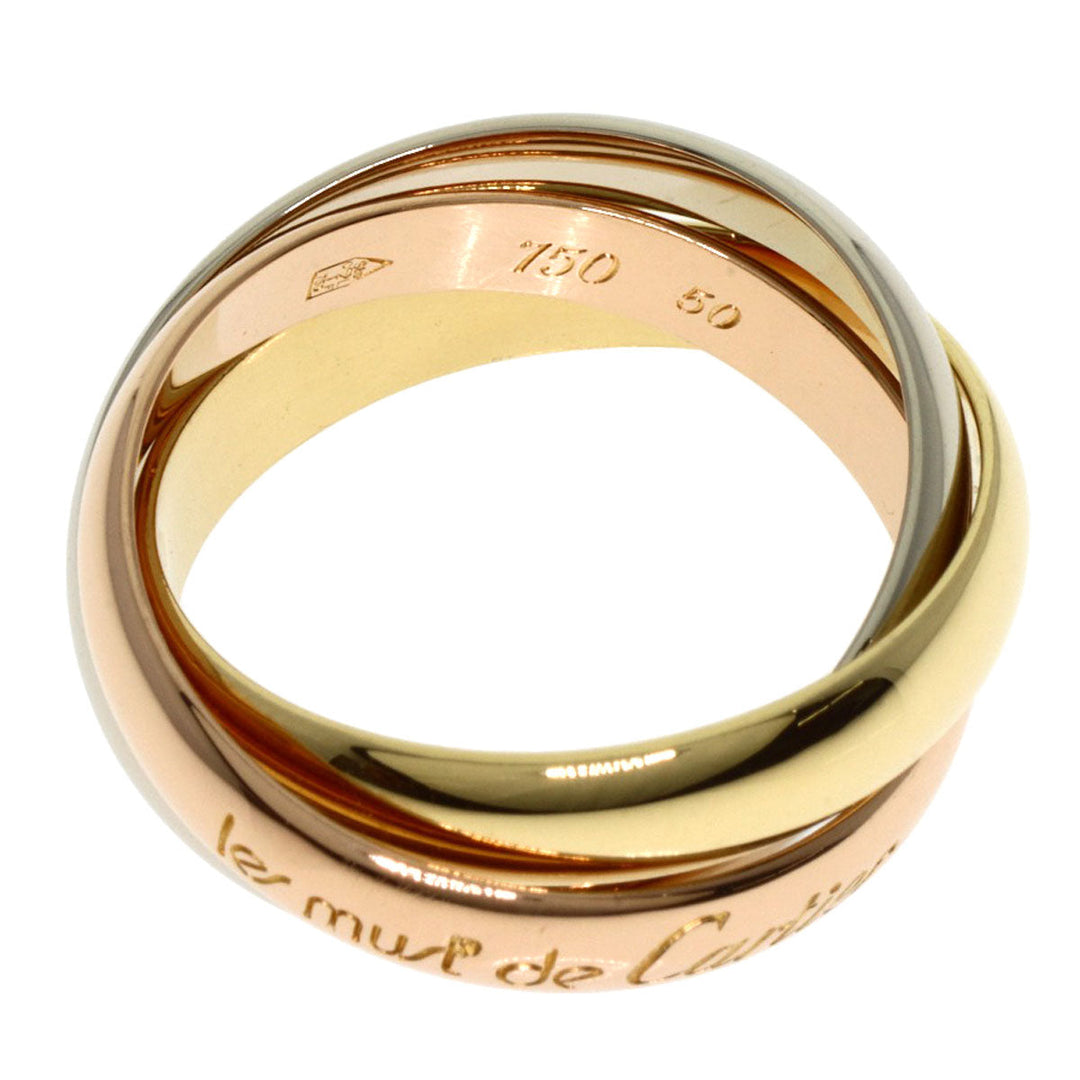 CARTIER Ring K18YG , K18WG , K18PG gold Trinity #50 Women Used Authentic