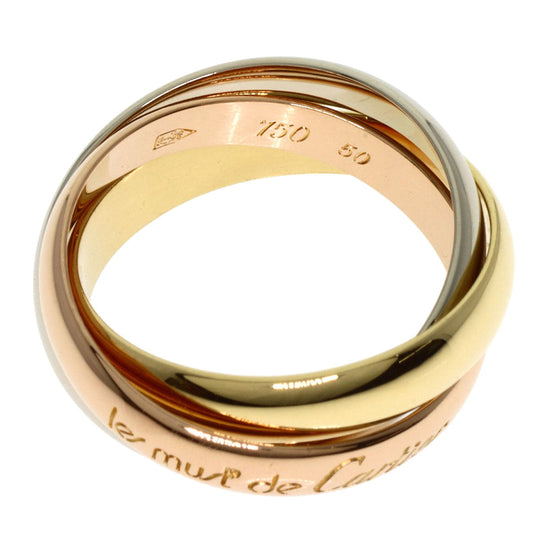 CARTIER Ring K18YG , K18WG , K18PG gold Trinity #50 Women Used Authentic