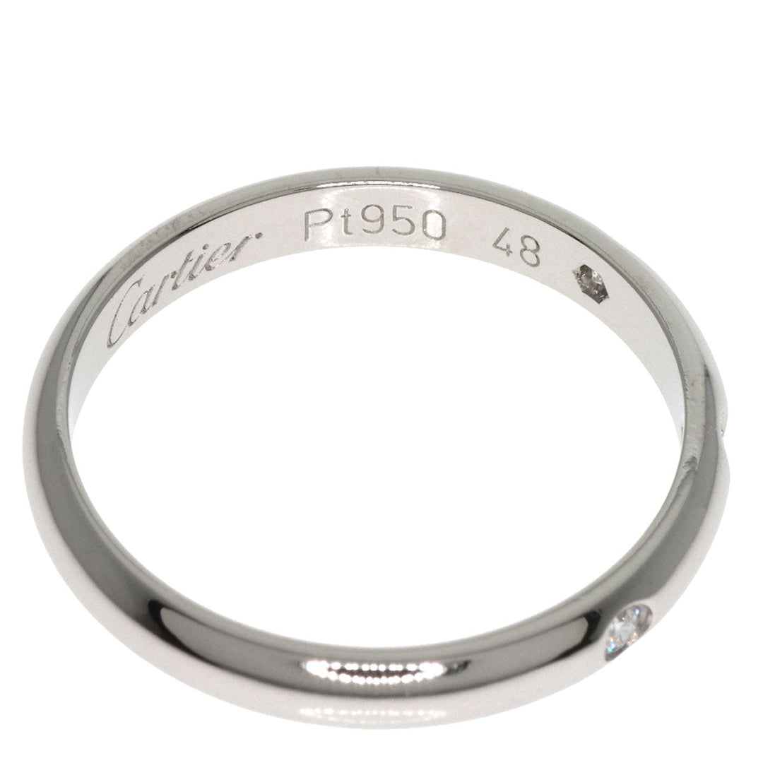 CARTIER Ring PT950 Silver Classic 3P Diamond #48