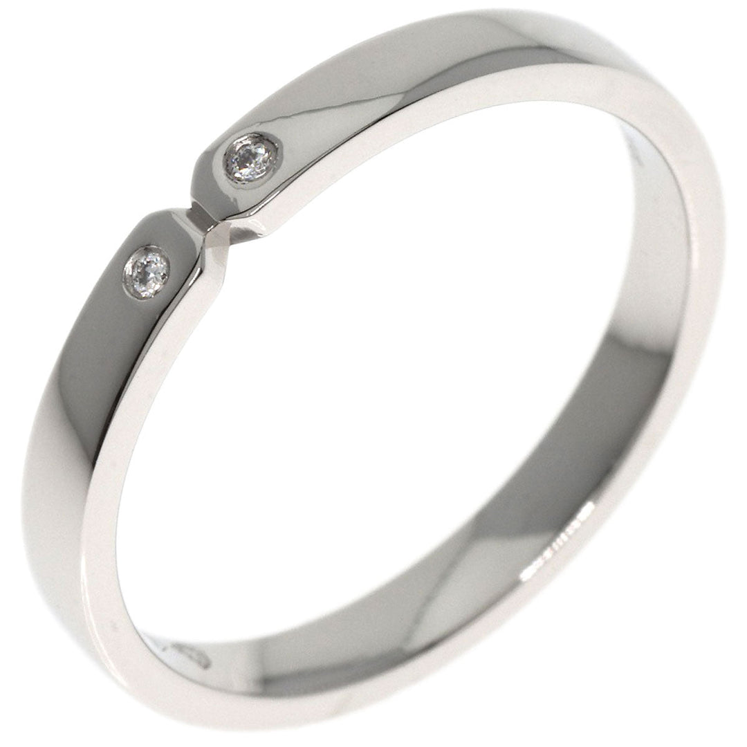 HERMES Ring PT950 Silver Ever Kelly 2P Diamond #51 Women Used Authentic