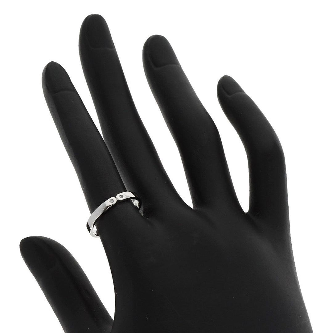 HERMES Ring PT950 Silver Ever Kelly 2P Diamond #51 Women Used Authentic