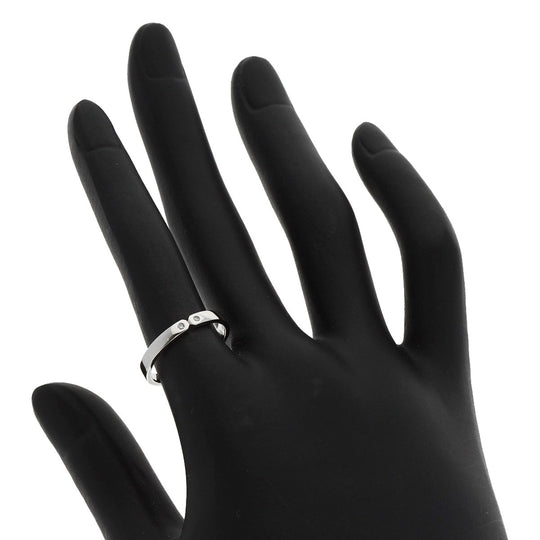 HERMES Ring PT950 Silver Ever Kelly 2P Diamond #51 Women Used Authentic