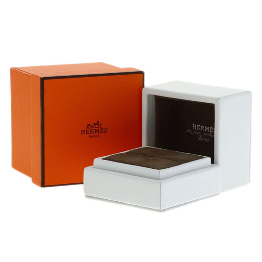 HERMES Ring PT950 Silver Ever Kelly 2P Diamond #51 Women Used Authentic