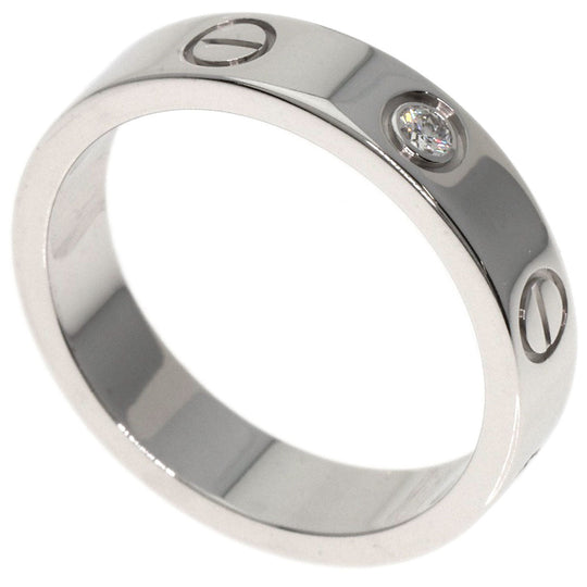 CARTIER Ring K18WG Silver Mini Love Ring 1P Diamond #47 Women Used Authentic