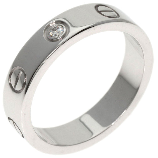CARTIER Ring K18WG Silver Mini Love Ring 1P Diamond #47 Women Used Authentic