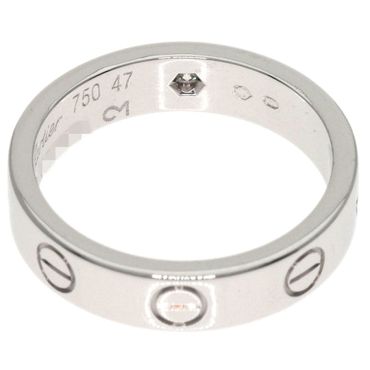 CARTIER Ring K18WG Silver Mini Love Ring 1P Diamond #47 Women Used Authentic