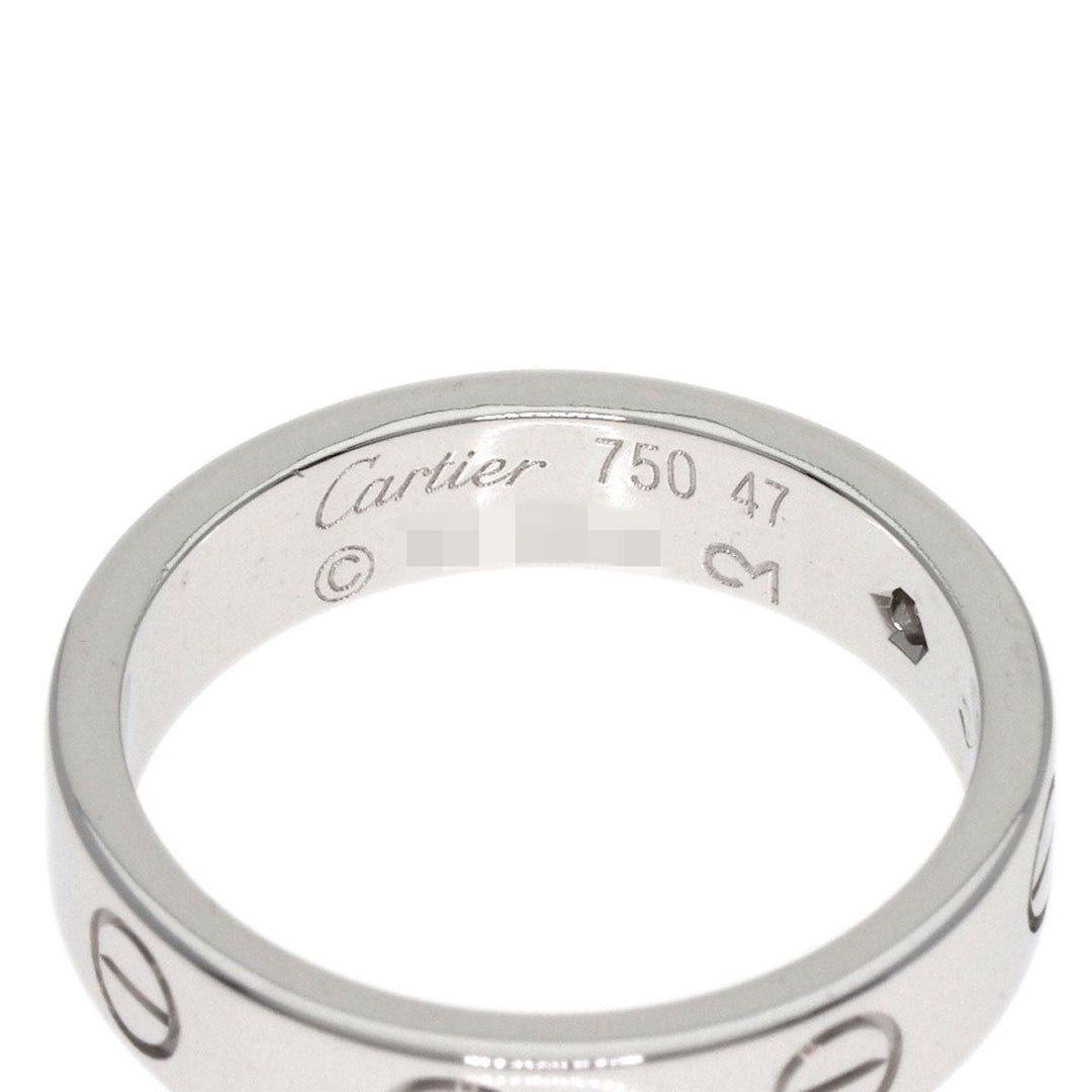 CARTIER Ring K18WG Silver Mini Love Ring 1P Diamond #47 Women Used Authentic