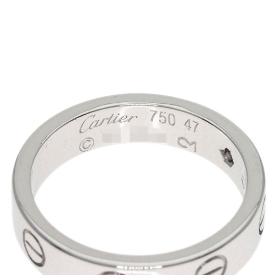 CARTIER Ring K18WG Silver Mini Love Ring 1P Diamond #47 Women Used Authentic