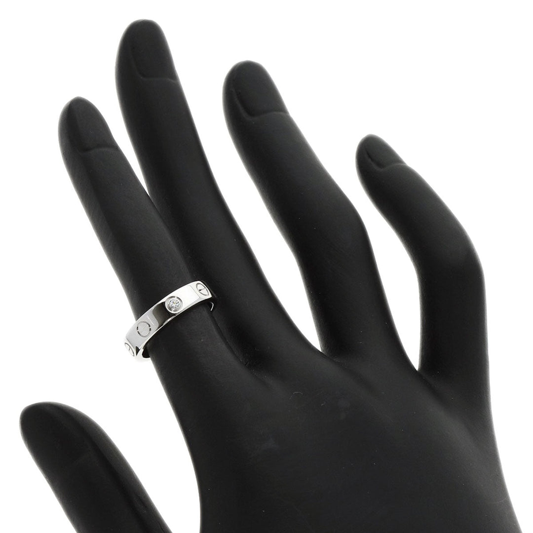 CARTIER Ring K18WG Silver Mini Love Ring 1P Diamond #47 Women Used Authentic