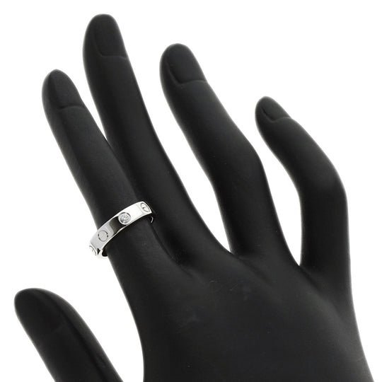 CARTIER Ring K18WG Silver Mini Love Ring 1P Diamond #47 Women Used Authentic