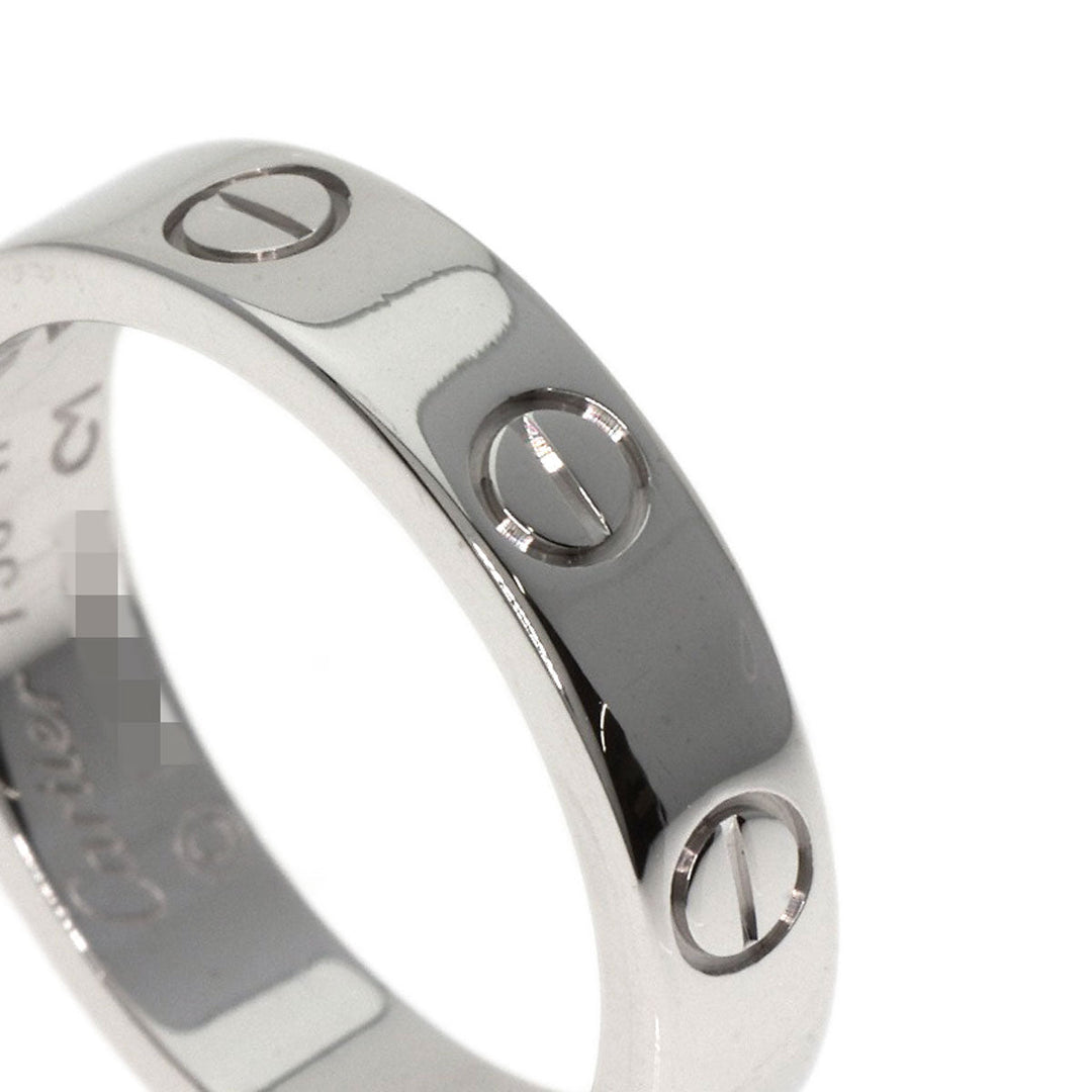 CARTIER Ring K18WG Silver Mini Love Ring 1P Diamond #47 Women Used Authentic