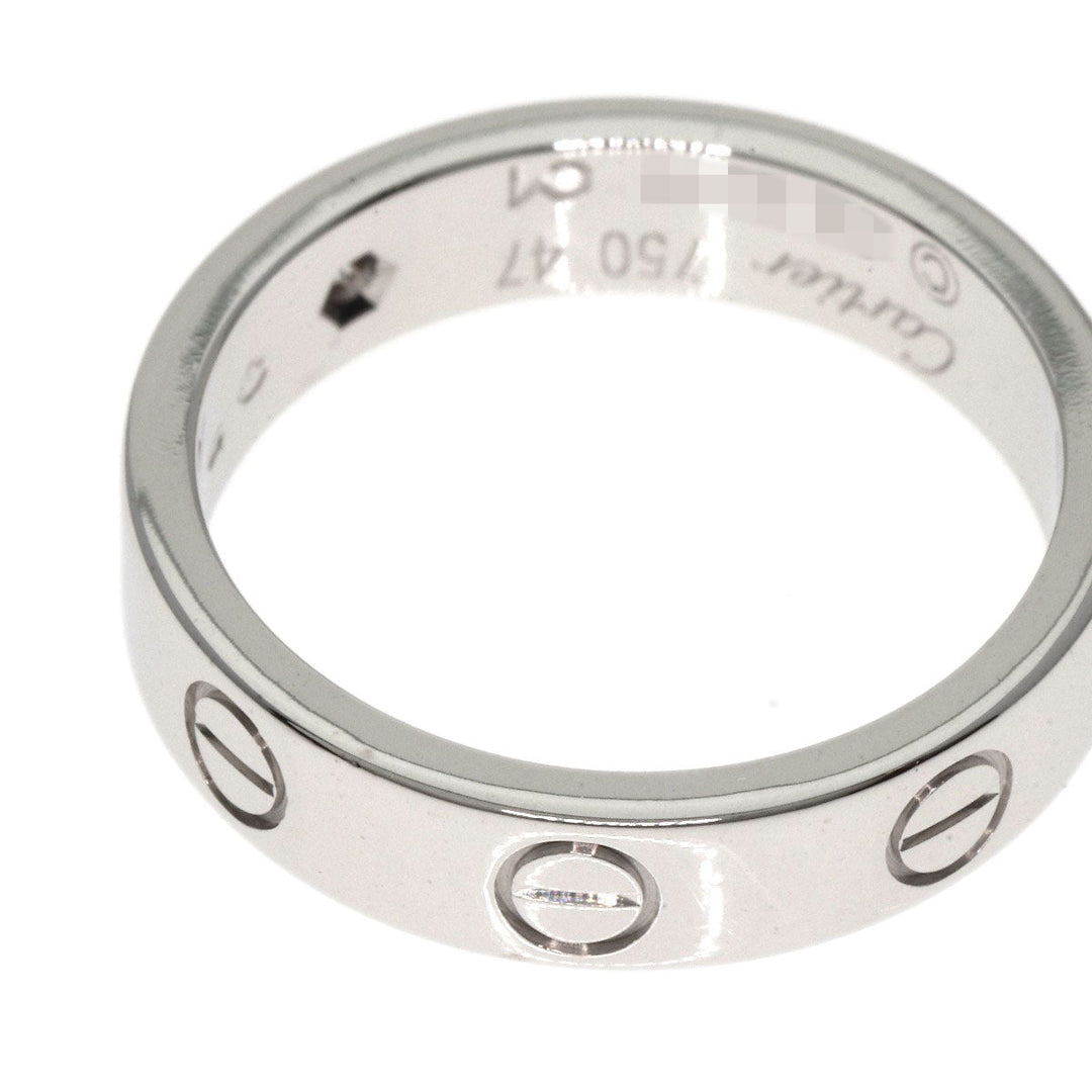 CARTIER Ring K18WG Silver Mini Love Ring 1P Diamond #47 Women Used Authentic