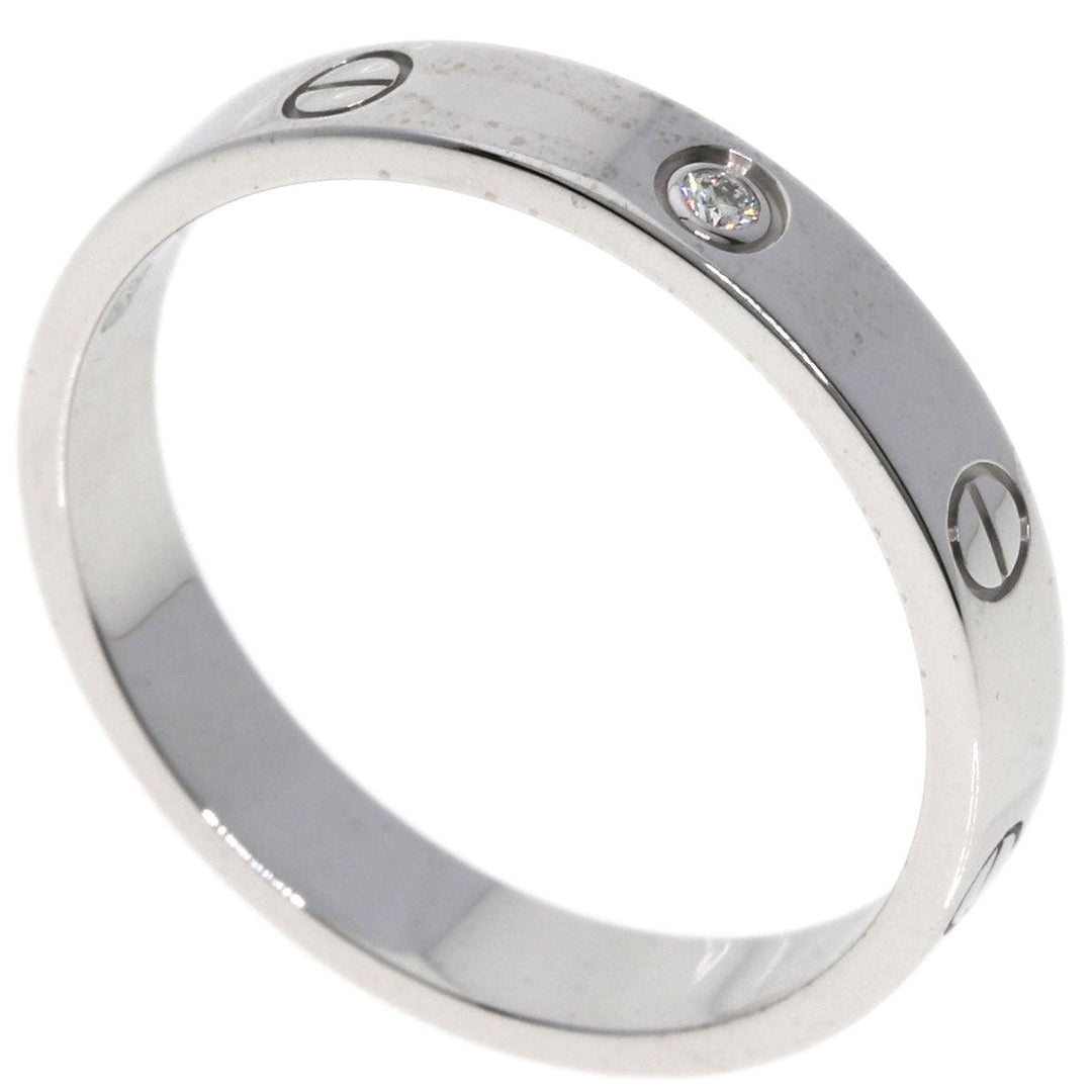 CARTIER Ring K18WG Silver Mini Love Ring 1P Diamond #64