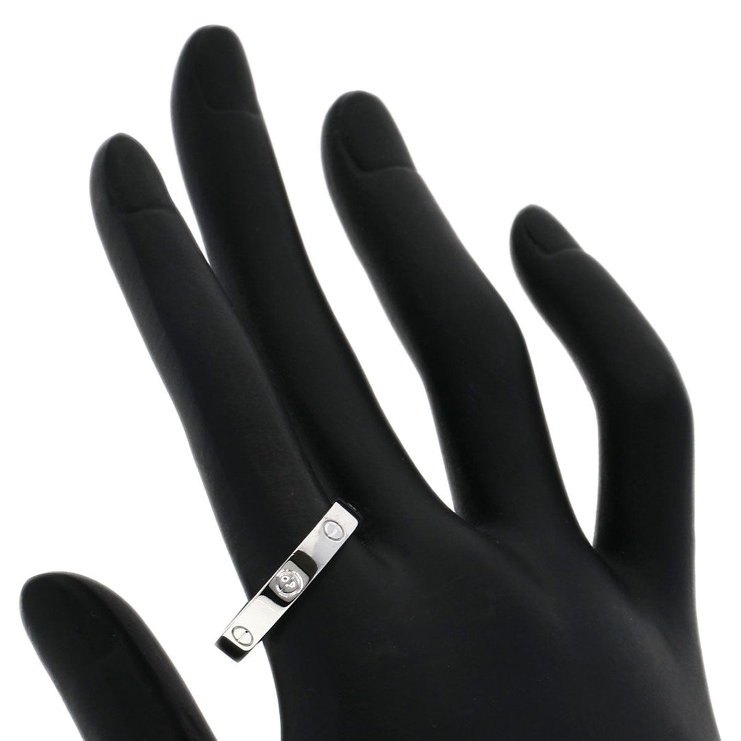 CARTIER Ring K18WG Silver Mini Love Ring 1P Diamond #64