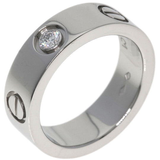 CARTIER Ring PT950 Silver Love Ring 1P Diamond #49 Women Used Authentic