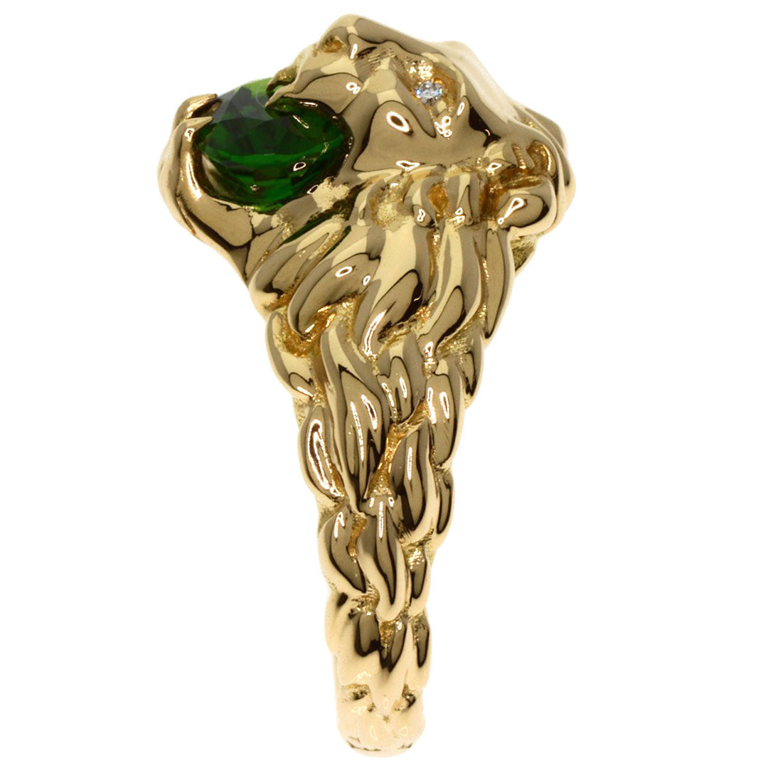 GUCCI Ring 18K Yellow Gold gold Lion Head Chrome Diopside Diamond Ring #11