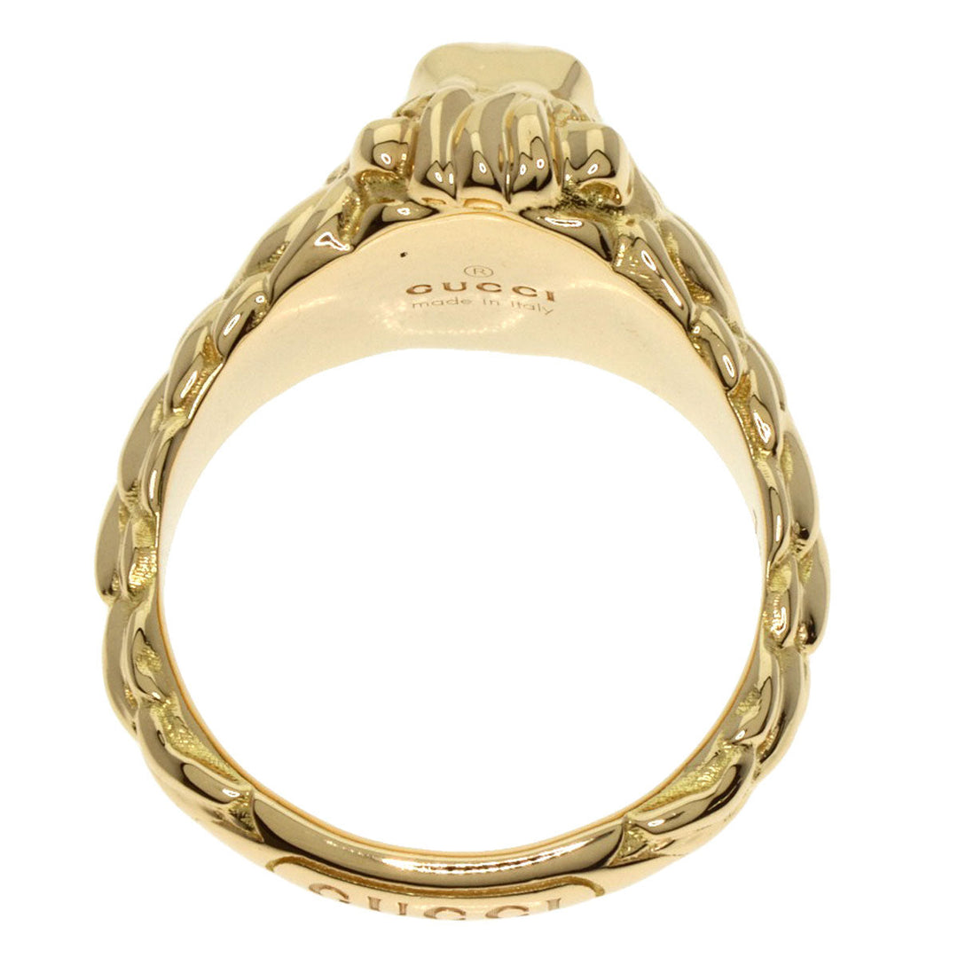 GUCCI Ring 18K Yellow Gold gold Lion Head Chrome Diopside Diamond Ring #11