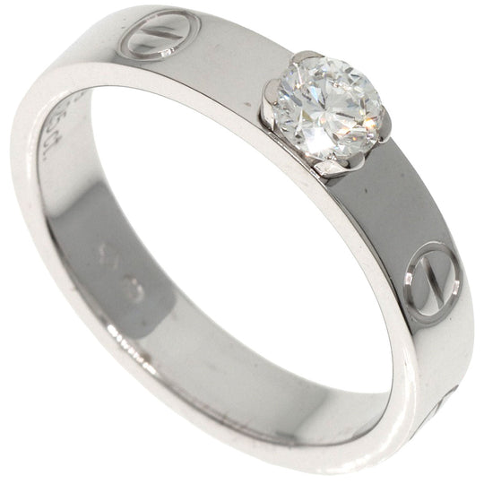 CARTIER Ring K18WG Silver Mini Love Ring 1P Diamond #49