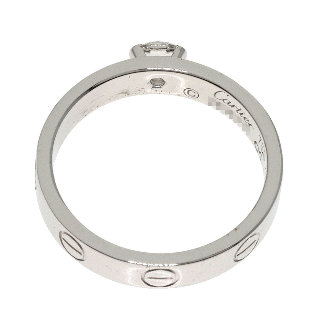 CARTIER Ring K18WG Silver Mini Love Ring 1P Diamond #49