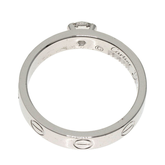 CARTIER Ring K18WG Silver Mini Love Ring 1P Diamond #49