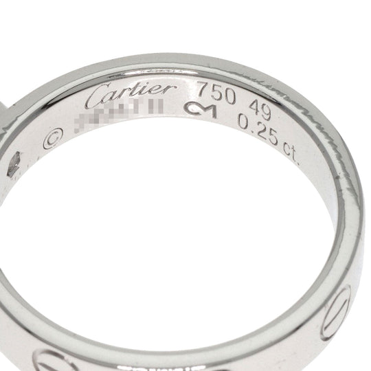 CARTIER Ring K18WG Silver Mini Love Ring 1P Diamond #49