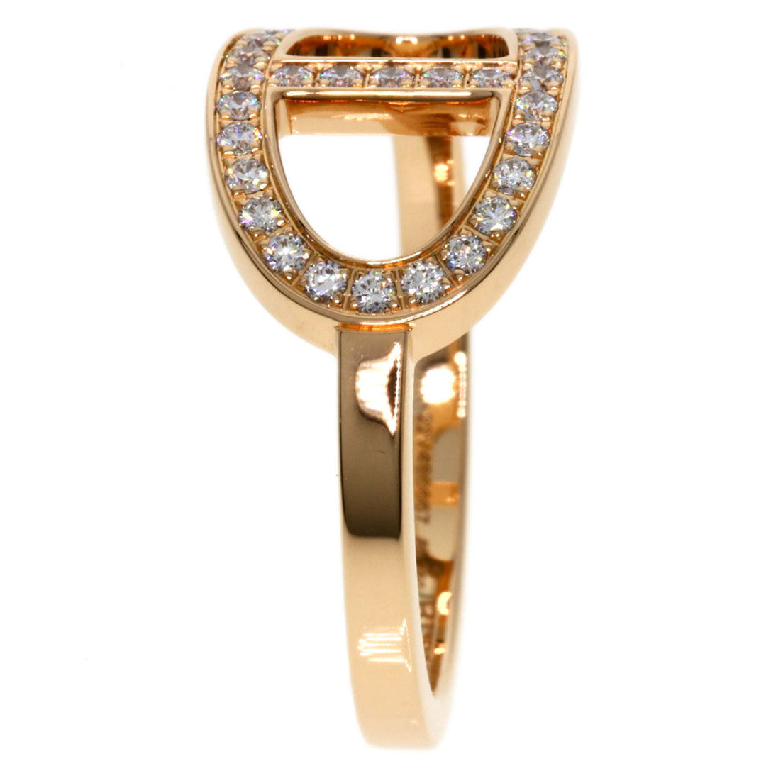 HERMES Ring 18K Pink Gold gold Chaine d'Ancre Contour MM Diamond #52 Women Used Authentic